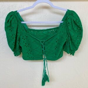 Free w/ Purchase Eyelet Lace-Up Crop Top